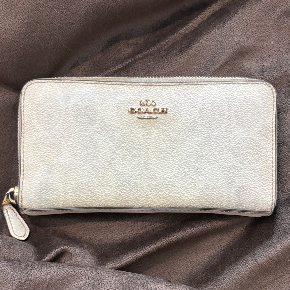 Coach Light Beige Zip Wallet